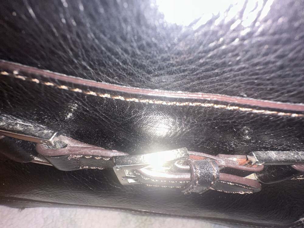 Etienne Aigner Brownish Black Leather Shoulder Bag Purse Silver-Tone Buckle - Picture 8 of 16